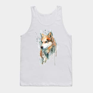 Watercolor Portrait of Red Siberian Husky Tank Top